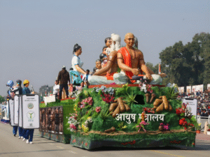 Incredible-Design-Showcases-Two-Iconic-Republic-Day-Parade-Tableaux-Celebrating-Ayush-and-the-Legacy-of-Punyashloka-Lokmata-Devi-Ahilyabai-Holkar